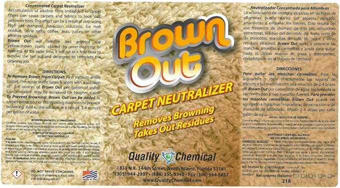 Quality Chemical Brown Out Carpet Stain Remover/Carpet Cleaner Solution for Machine/Carpet Cleaning Solution/Carpet Clean/Rug Cleaner Solution/Carpet Shampoo Cleaner/Rug Shampoo - 128 oz (Pack of 4)
