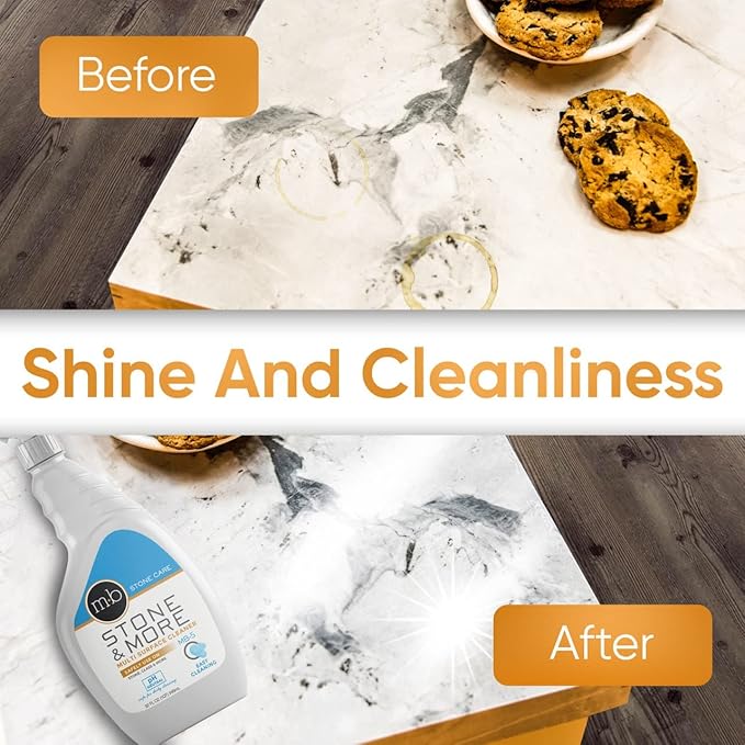 MB-5 Stone & More 2 Pack All Purpose Cleaning Spray Kitchen Counter Cleaner Spray for Marble and Granite– No Streak Formula for Stone, Glass, Granite, Ceramic, Corian, Porcelain (2x 32 oz)