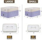 BALEINE 4 Pack Fabric Storage Bins for Shelves, Linen Storage Baskets for Organizing, Decorative Closet Bins for Clothes, Home (Lavender, 12"x8"x8")