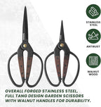 Garden Flower Bonsai Scissors 2 Pcs Walnut Wide Handles Pruning Gardening Scissors Floral Shears for Gardening,Succulent Harvest, and Precision Plant Trimming Care
