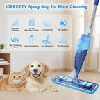 Microfiber Hardwood Floor Mop - Wet Dry Spray Mop with 4 Washable Pads for Tile Wood Laminate Vinyl Marble Home Kitchen - 500+ ML Refillable Bottle Dark Blue