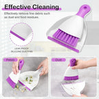 NACENA Mini Dustpan and Brush Set 2 Pack, Small Broom and Dustpan Set Dust Pan and Mini Hand Broom Dustpan and Broom Combo Compact for Home Table Keyboards Sofa Kitchen, Purple