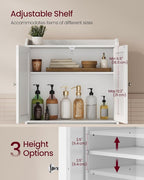 VASAGLE Over the Toilet Storage Cabinet, Bathroom Storage Cabinet with Doors, Adjustable Shelves, Space-Saving, Modern, 7.9 x 24.6 x 70 Inches, Cloud White UBTS008WH01S