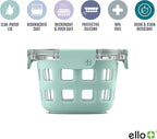 Ello DuraGlass Rounds Glass Food Storage Containers - Meal Prep Bowls with Silicone Sleeve and Airtight Lids, 2 Cup, Yucca