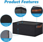 GhvyenntteS Small Fabric Storage Bins 12 Pack, 11.8" x 7.87" x 5.11" Storage Basket with Leather Handles, Closet Storage Bins for Shelves, Storage Baskets for Shelves, DVD Storage (Black)