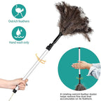 Extendable Ostrich Feather Duster 26-49 Inch, Natural Cleaning Duster with Aluminum Extension Pole Reusable for High Ceilings, Fans, Blinds, Furniture, Interior & Roof Dusting