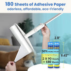 Lint Roller Refills (2 Pack, 180 Sheets) – DELOMO 9.45 in Large Lint Roller Refill, Compatible Only with DELOMO Large Lint Roller, for Cleaning Carpets, Cars, Beds, Couches & Pet Hair