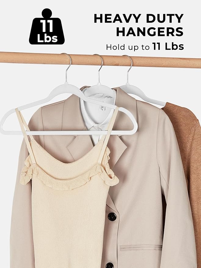 Smarter Plastic Hangers 200 Pack - Thin Hangers Non-Velvet with 360° Swivel Chrome Hook & Notches, Sweater Hanger No Shoulder Bump - Ideal for Dresses, Coats, Shirt, Jacket, Sweater - White