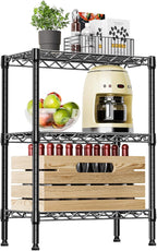 IZEUK 3-Tier Steel Storage Shelves, Heavy Duty Metal Shelf Wire Shelving Rack for Pantry, Kitchen, Living Room, or Office Organization (21.7" W x 11.8" D x 28.6" H, 750LBS, Black)