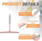 HARFINGTON Shower Squeegee 9.6 Inch Length Water Blade Cleaner Tool Household Mirror Squeegee with Hole for Windshield Window Cleaning Glass Door, Pink