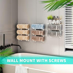 HapiRm Towel Racks for Bathroom Storage - 9 Tier Over The Door & Wall Mount Rolled Towel Storage Organizer Holder with Metal Shelf Basket for Small Bathroom, Camper, Rv - White, Patented