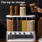 Yuehuam Dry Food Dispenser,12L Wall mounted 5 Grid Grain Dispenser 25 pounds Cereal and Rice Storage Container with Measuring Cup