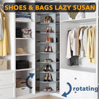 SpaceAid 8 Tier Rotating Shoe Rack Tower, Spinning Shoe Display Lazy Susan, Revolving 360 Shoe Rack Storage Round Carousel, Vertical Handbag Rotate Shoes Closet Organization (8-Tier Gray)