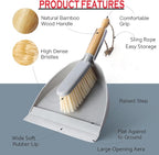 Dustpan and Brush Set -Small Broom Dustpan Set, Hand Broom and Dust Pan for Pet, Car, Dorm, Comping (Gray)
