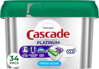 Cascade Platinum + Oxi Dishwasher Pods, Dishwasher Detergent, Dish Detergent Soap, Fresh, 34 Count