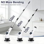 Electric Spin Scrubber for Cleaning, Adjustable Shower Brush with 7 Replaceable Heads & Power LED Display, 2 Speed Waterproof Cordless Shower Scrubber for Bathtub, Kitchen, Car, White