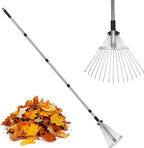 Adjustable Metal-Leaf Rake with Telescopic Handle - Lawn & Garden Tool for Grass, Leaves & Shrubs - Heavy Duty Yard Rake for Adults, Women & Kids