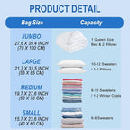 Fygrip Vacuum Storage Bags with Hand Pump, Plastic Packaging Bags, 80% Space Saver Vacuum Seal Bags for Clothing, Travel Lugggage, Blankets, Comforters, 10 Large