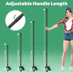 Stirrup Hoe Garden Tool Weed Puller with 76.8Inch Adjustable Stainless Steel Handle, Heavy Duty Garden Hoe and 12 Tines Rake 2 in 1 Gardening Tools Garden Cultivator for Weeding Soil Loosening, Black