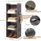 Hanging Closet Organizer 4 Shelf - Hanging Cube Organizer with Pockets, Sweater Shoe Storage, Max Storage for RV Closet, Grey (1)