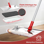 Masthome Extra Large Microfiber Mop for Floor Cleaning, 16“ Flat Mop with 5 Pad for Wet & Dry Use, Dust Mop for Hardwood Laminate Tile Ceramic, 1 Cleaning Scraper Included-Red