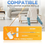 60 Pack Dusters Refills Compatible with Swiffer Duster Handle Models, 180° One Sided Duster Refills for Short and Extendable Handles, with 1 Pack Extendable Handle + 1 Short Handle