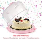 Zoofen Plastic Cake Carrier with Handle 10in Cake Holder Cake Stand with Lid Pink Cake Container for 10in Cake Round Cake Carrier for Transport