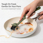Earth & Mango Magnetic Dish Brush & Scraper, Snaps to Sink, Non-Scratch, Dishwasher Safe, Dish Scrubber – Moss Green