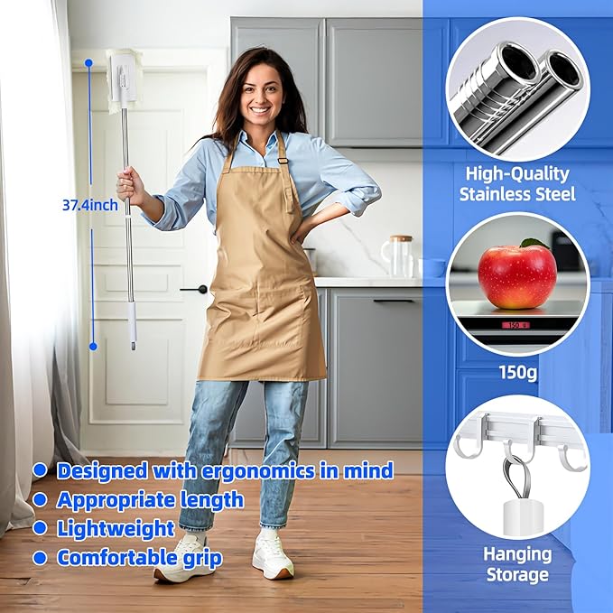 Snap Grip Mini Mop No-Touch Automatic Gripping Mopa Desechable para Polvo Mini Lazy Dust Mop & Sweeper Mops for Dry Wet Disposable Pads, Multi Surface Floor Cleaning (1 mop + 10 Cloths)