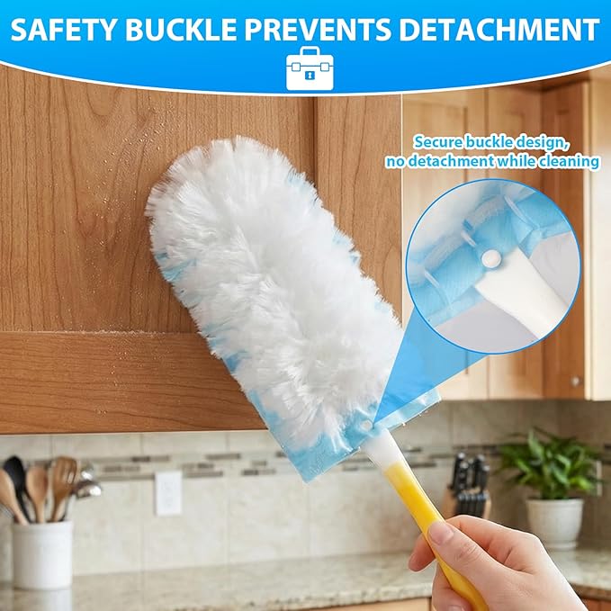 30 Count Duster Refill for Swiffer Duster with 1 Handle - 360° Multi-Surface Larger Size Feather Dusters, Disposable Duster Kit for Cleaning Home, Furniture, Blinds and Ceiling Fans