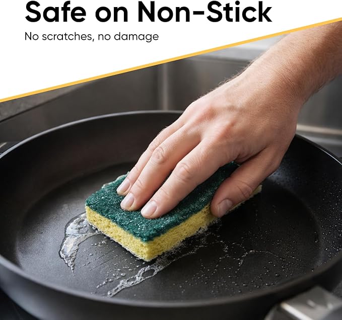 Kitchen Sponges for Washing Dishes, Non-Scratch Cellulose Dish Scrub Sponges, Cleaning Sponges for Household Use, Safe Cleaning Products, Kitchen Sponges Pack of 2, by Superio
