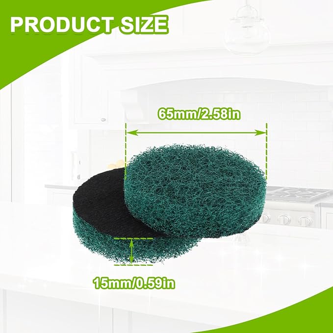 16pcs Kitchen Pads Power Scrubber Pads Set Electric Scrubber Replacement Scouring Pads fit for Dremel Versa Scouring Pads,Green