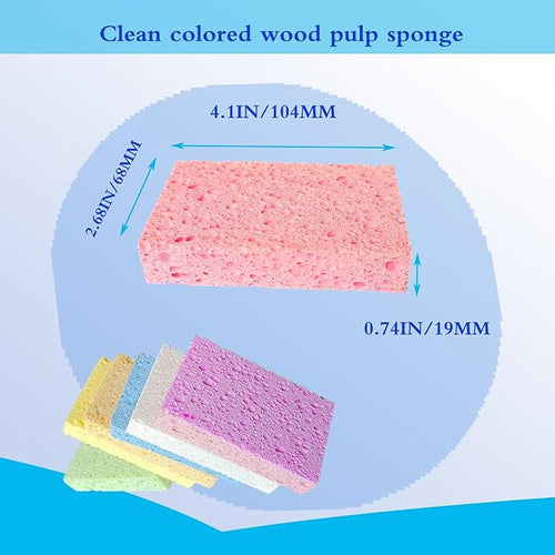 12 Pack Kitchen Natural Cellulose Sponges, Color Sponge, Dishwashing Sponges, Car Washing Sponge, Suitable for Kitchen and Bathroom,Car,Household, Children's Fun Cutting DIY.