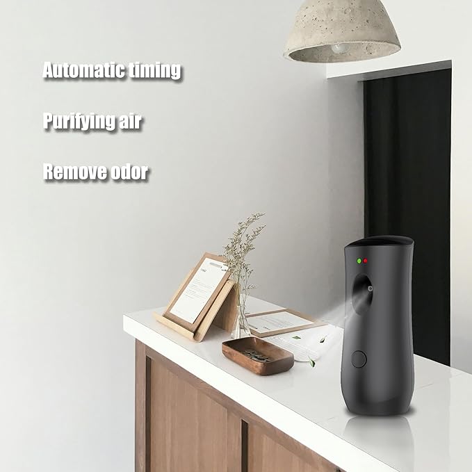 (4-Pack) Auto Air Freshener Spray Dispenser Free Stand or Wall Mounted Automatic Aerosol Aroma Machines are Widely Used in Hotels, Bedrooms, Airports, Bathrooms, Offices, Commercial Places (Black 001)