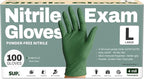 SUP Disposable Nitrile Gloves, Powder-Free Latex-Free Food Safe Cooking Home Cleaning Non-Sterile Glove, Moss Green, 100 Ct