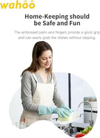 LANON Protection wahoo Skin-Friendly Dishwashing Cleaning Gloves, Dishwashing Kitchen Gloves with Cotton Flocked Liner, Non-Slip, Surf Spray, Large