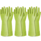 Reusable Waterproof Household Dishwashing Cleaning Rubber Gloves, Non-Slip Kitchen Glove (Green, Medium (Pack of 3))