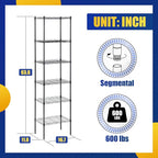 BestOffice Adjustable NSF-Certified Metal Shelf Wire Shelving Unit Storage for Small Places Restaurant Garage Pantry Kitchen Garage Rack (Black, 16.7L×11.8W×63.6H)