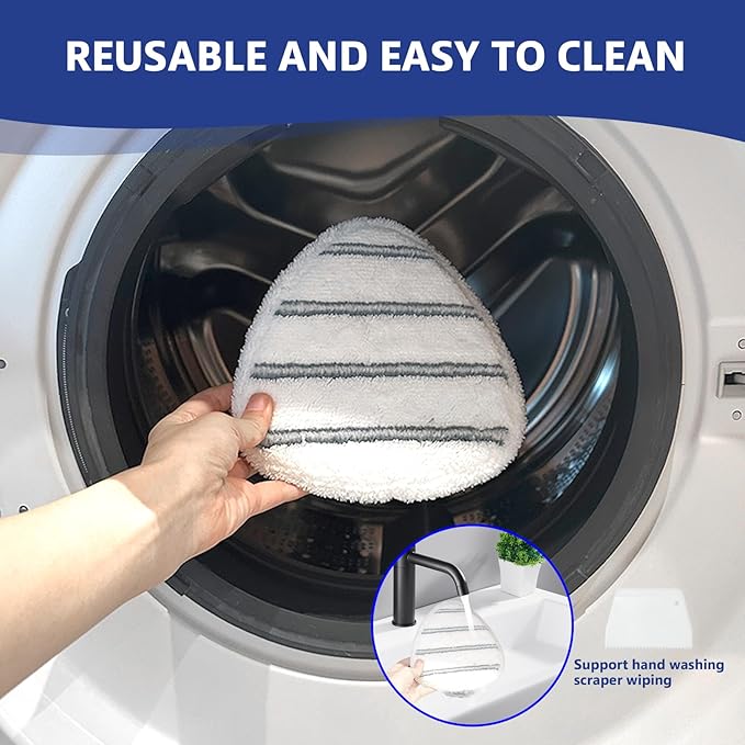 Flat Mop Head Replacements, Microfiber Mopping Pads Refills, 8-Pack Spin Mop Pads + 1 Plastic Pad &1 Scrape for Floor, Wall & Ceiling Cleaning - Fits EasyWring & RinseClean Systems