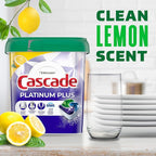 Cascade Platinum Plus Dishwasher Pods, Dishwasher Detergent, Dishwasher Soap, Dish Tabs, Dishwashing Tablets, Dish Detergent, Lemon, Actionpacs, 21 Count