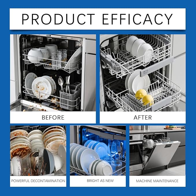 Dishwasher Rinse Aid – Powerful Grease & Residue Remover, Anti-Scale & Quick-Dry Formula, Shiny Dishes & Dishwasher Maintenance