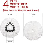 4 Pack Mop Replacement Heads Compatible with O Ceda Mop Replace Head EasyWrin Spin Mop Heads Replacements, Microfiber Mop Refills, Easy Cleaning Mop Head Replacement - 4 Pack White(1-Tank System)