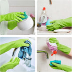 Rubber-Gloves Dishwashing Gloves for Cleaning-Kitchen - 2 Pairs Long Household Cleaning Gloves for Washing Dishes