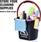 Matthew Cleaning 4.2 Gallon Mop Bucket, Heavy Duty Plastic Cleaning Bucket with Built-in Pour Spout, Mop Holder and Comfort Grip Handle, House and Commercial Cleaning Supplies, Case Pack 12 Pcs Black