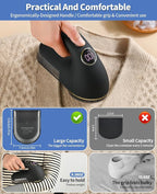 Fabric Shaver, Electric Lint Remover Rechargeable with LED Display, 6-Leaves Blades, 3-Speeds Adjustment, Sweater Shaver to Remove Fuzz, Lint, Pills for Clothes and Furniture, Black