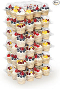 WIKDAY 12 Count x 6 Sets Plastic Cupcake Containers, Durable and BPA-Free Cupcake Holder with Lid for Easy Transport Storage, Stackable Clear Cupcake Carriers, Reusable Dessert Boxes