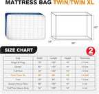 2 PK Twin XL/Twin Mattress Bags for Moving, Waterproof Mattress Cover for Disposal and Storage