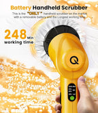 qimedo 5000mAh Battery Electric Spin Scrubber Q4, Handheld Scrubber for Cleaning with Display, Power Dish Scrubber with 5 Heads, Shower Cordless Cleaning Brush Gifts for Mom