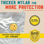 2 Quart Mylar Bags, Heavy Duty, Stand-Up Vacuum Seal Bag for Long-Term Food Storage, Dehydrated Meals [50-Pack | 8" x 12" x 4"]