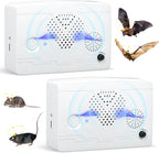 Bat Deterrent Devices,Bat Deterrent for Attic,Rechargeable Bats Keep Away,Porch & House | Bats Removal Do It Yourself for Indoor & Outdoor | Friendly to Human & Pet (2, White)